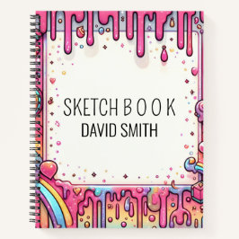 モダングリッタードリップオブレインボーピンク名手帳 ノートブック