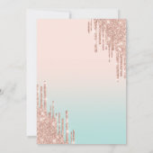 モダングリッタードリップバラ金ゴールドグラデーションスウィート16 招待状 (裏面)