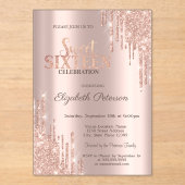 モダングリッタードリップバラ金ゴールドスウィート16 アクリル招待状 (正面)