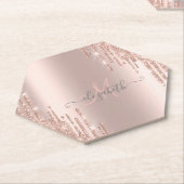 モダングリッタードリップバラ金ゴールドモノグラム ペーパーコースター (アングル)