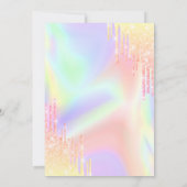 モダングリッタードリップホログラフィックスウィート16 招待状 (裏面)