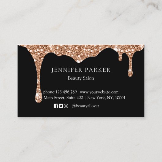 モダングリッタードロップサロンとスパロイヤリティ 名刺 (裏面)