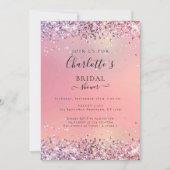 モダングリッターパープルシルバー(イミタット)ブライダル 招待状 (正面)