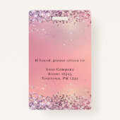 モダングリッターピンク従業員の写真IDバッジ バッジ (裏面)