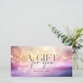 モダングリッターピンク証明書ギフトカード (スタンド正面)