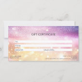 モダングリッターピンク証明書ギフトカード (裏面)