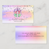 モダングリッターブラシストロークグラデーションマカロン 名刺 (正面/裏面)