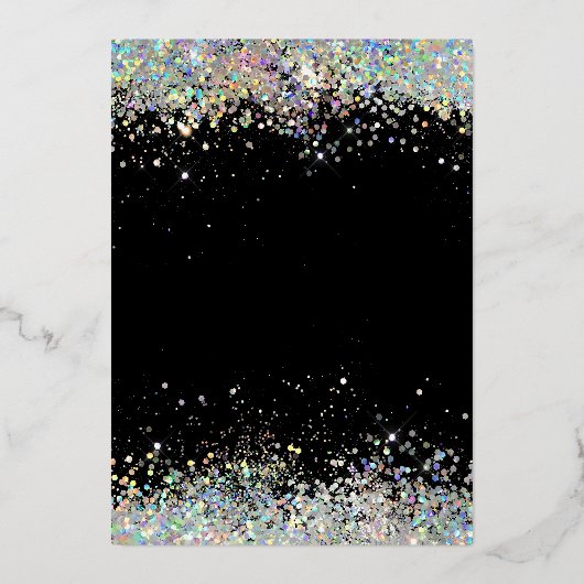 モダングリッターブラック実在フォイルテーブルカード 箔招待状 (裏面)