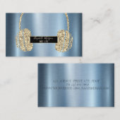 モダングリッターヘッドフォンDJブルーメタリック 名刺 (正面/裏面)