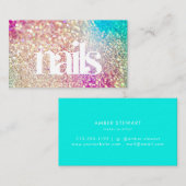 モダングリッターホログラフィック虹色爪、 ネイル 名刺 (正面/裏面)