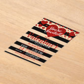 モダングリッターラブハートバレンタインデーパーティー アクリル招待状 (レイダウン)