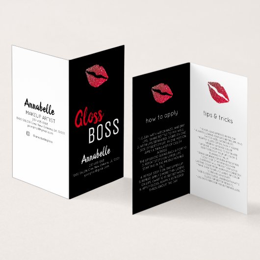 モダングリッターリップグロスボス化粧 名刺 (内部&外部)
