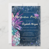 モダングリッター卒業キャップ、パイナップル 招待状 (正面)