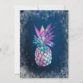 モダングリッター卒業キャップ、パイナップル 招待状 (裏面)