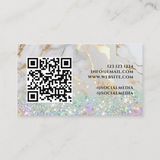 モダングリッター大理石メイクアップアーティストサロン 名刺 (裏面)