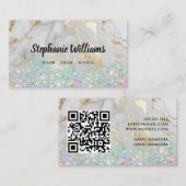 モダングリッター大理石メイクアップアーティストサロン 名刺 (正面/裏面)