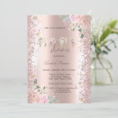 モダングリッター紙吹雪バラ金ゴールドバラベビーショウェ 招待状 (スタンド正面)