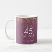 モダングリッター紫と金ゴールド45h誕生日 コーヒーマグカップ (左)