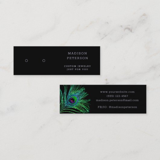 モダングリッター羽ジュエリーイヤリングディスプレイ スキニー名刺 (正面/裏面)