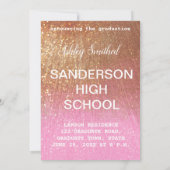 モダングリッター輝き写真卒業式ピンク 招待状 (裏面)