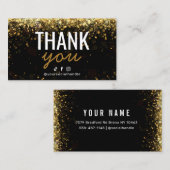 モダングリッター金ゴールドサンキューカード 名刺 (正面/裏面)