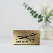 モダングリッター金ゴールド背景毛美しいサロン 名刺 (スタンド正面)