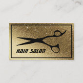 モダングリッター金ゴールド背景毛美しいサロン 名刺 (正面)