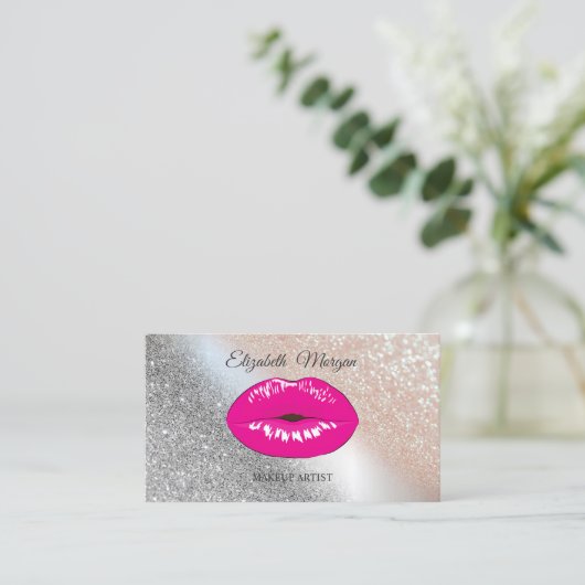 モダングリッター、唇、メイクアップアーティスト 名刺 (スタンド正面)