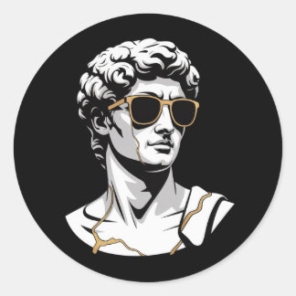 モダングリーク像サングラスAesthetic Tシャツ ラウンドシール