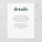 モダングリーンおしゃれなミックスマッチウェディング詳細 エンクロージャーカード (正面)