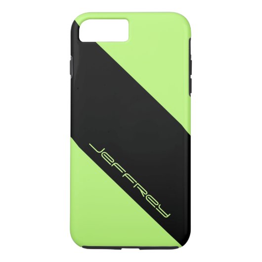 モダングリーンとブラックストライプワンの名パーソナライズされた前 Case-Mate iPhoneケース (裏面)