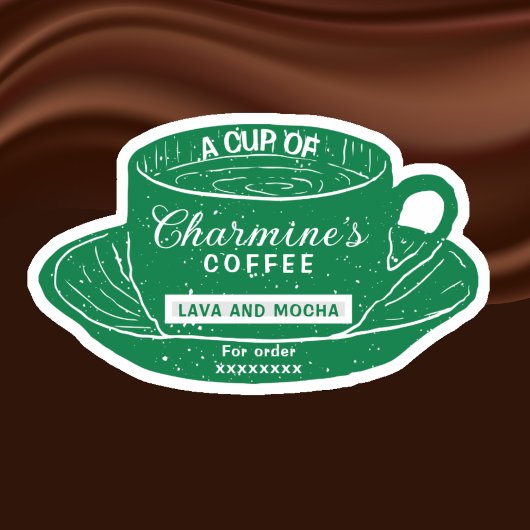 モダングリーンのコーヒーカップステッカー シール