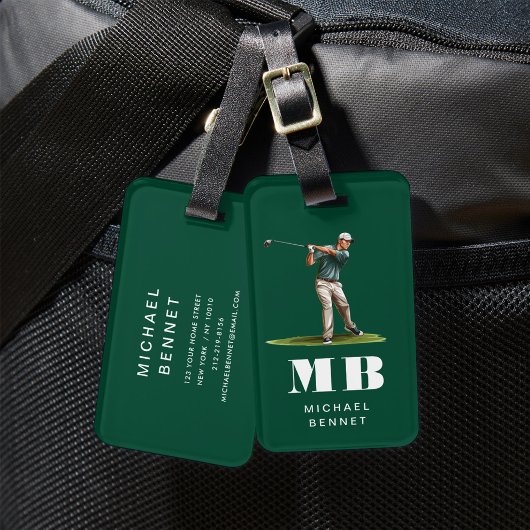 モダングリーンのゴルファースポーツモノグラム ラゲッジタグ