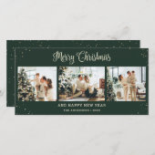 モダングリーンの写真コラージュクリスマスカード シーズンカード (正面/裏面)