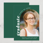 モダングリーンアーチ写真 2024 卒業式 案内状 (正面/裏面)