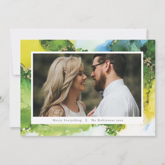 モダングリーンインクホリデー クリスマス フォト (正面)