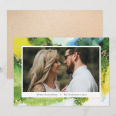 モダングリーンインクホリデー クリスマス フォト (正面/裏面)