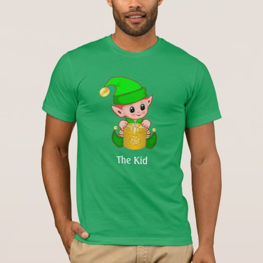 モダングリーンエルフとカスタムテキスト Tシャツ (正面)
