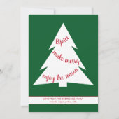 モダングリーンクリスマスツリーズホリデースクリプト シーズンカード (正面)