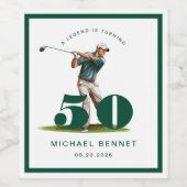 モダングリーンゴルフ50歳の誕生日 ワインラベル (シングルラベル)