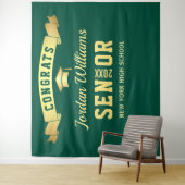 モダングリーンゴールド卒業写真背景 タペストリー (インサイチュ)