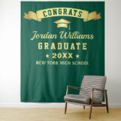 モダングリーンゴールド卒業写真背景 タペストリー (インサイチュ)