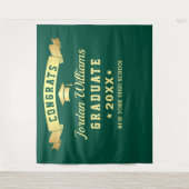 モダングリーンゴールド卒業写真背景 タペストリー (正面)