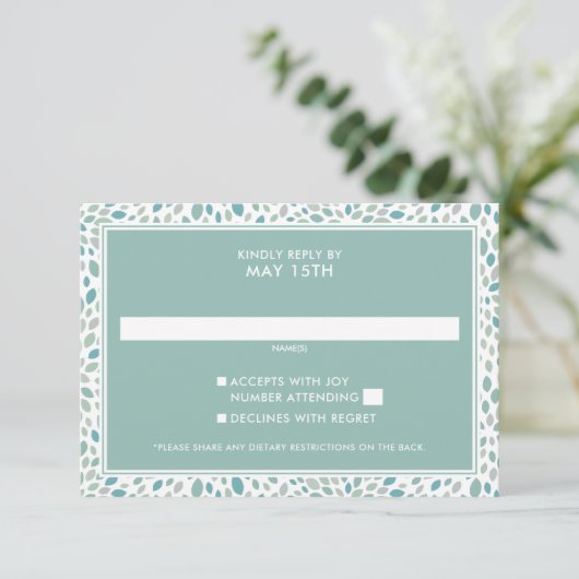 モダングリーンシーサイド抽象芸術フローラ結婚ズ 出欠カード (スタンド正面)