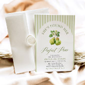 モダングリーンストライプスパーフェクトペア ブライダルシャワー 招待状