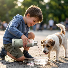 モダングリーンパターンの名入れ水筒 ウォーターボトル