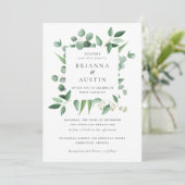 モダングリーンフレームユーカリ植物学葉品 招待状 (スタンド正面)