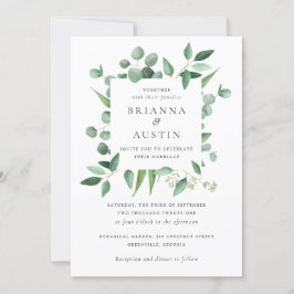 モダングリーンフレームユーカリ植物学葉品 招待状