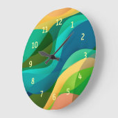 モダングリーンブルー黄色抽象芸術アート大時計 ラージ壁時計 (傾斜)
