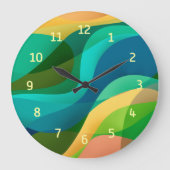 モダングリーンブルー黄色抽象芸術アート大時計 ラージ壁時計 (正面)